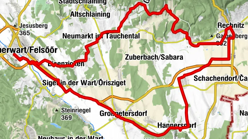 Ow, Spitzzicken, Neumarkt, Oberpodgoria, Alt- und Neuhodis, Rechnitz, Dürnbach, Hannersdorf, BT-Radweg, Ow