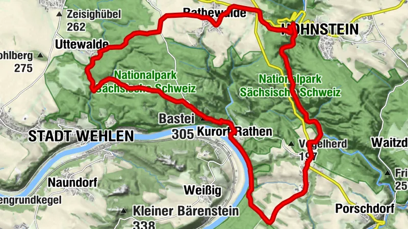 Rathen - Bastei - Uttenwalder Felsentor - Rathewalde - Hockstein - Polenztal - Waltersdorf - Rathen