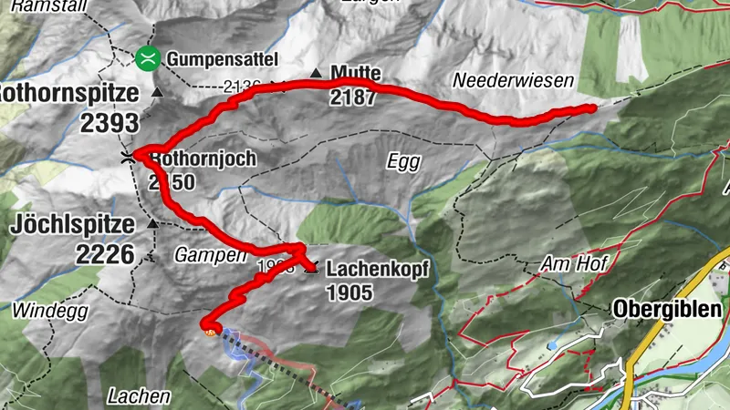 Bergstation Jöchelspitzbahn übern Panoramaweg zur Bernhardseckhütte