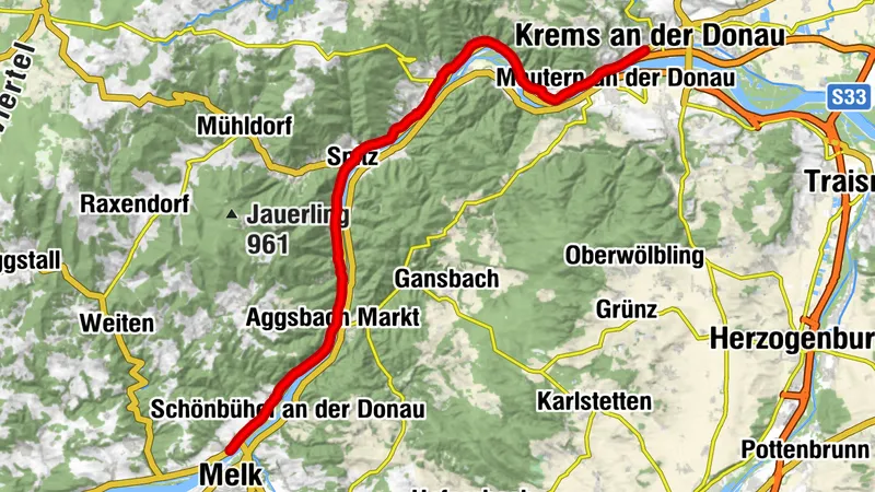 Donauradweg im Winter Etappe 5 Nordufer: Emmersdorf - Krems