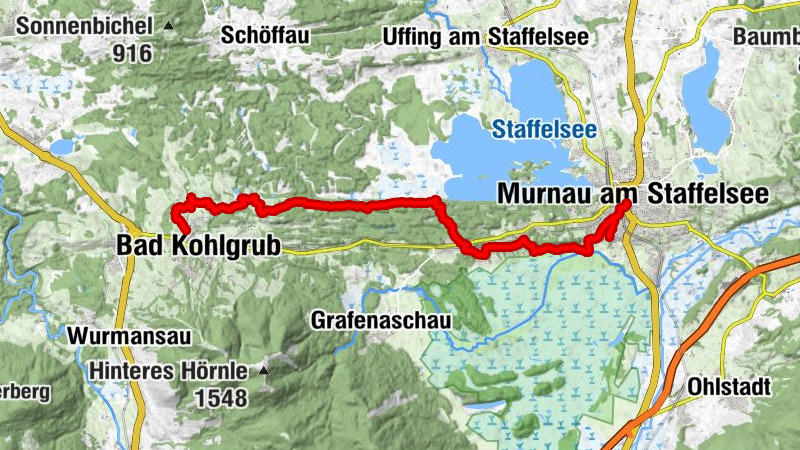 Fernwanderweg - Meditationsweg, 1. Etappe (Bad Kohlgrub - Murnau)