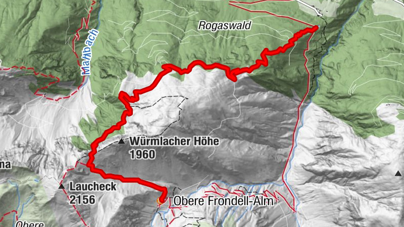 Kronhof-Kronhofer Alm-Würmlacher Alm-Frondell Alm
