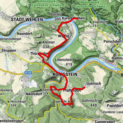 Rathen nach Gohrisch über Königstein