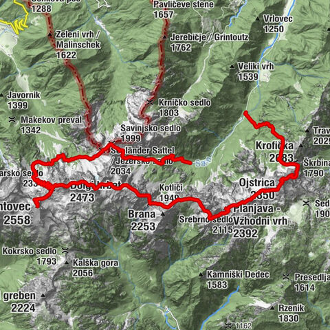 Überquerung der Steiner Alpen mit Grintovec 2.558m, Dolgi hrbet 2.473m, Skuta 2.532m, Turska Gora 2.251m, Planjava 2.392m & Ojstrica 2.350m