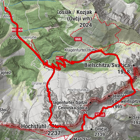 Hochstuhl (2237m) über Klettersteig (B/C) und Klagenfurter Hütte