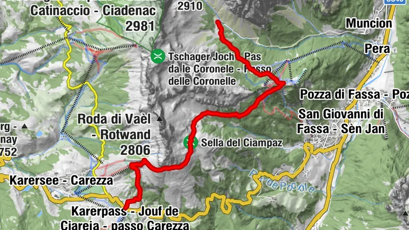 Etappe 6 Dolomiti Trek King - Richtung Roda de Vael