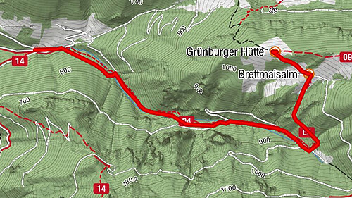 Grünburger Hütte über Dorngraben Molln